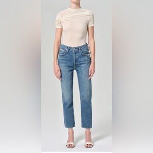 Agolde Riley High Rise Straight Cropped Jeans Size 30/10 with some stretch.
